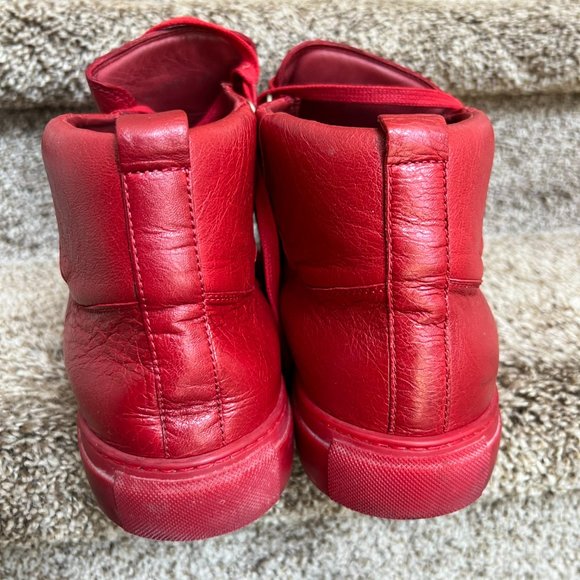 Balenciaga Arena Men's Red Leather High Top Sneakers. - Picture 6 of 14